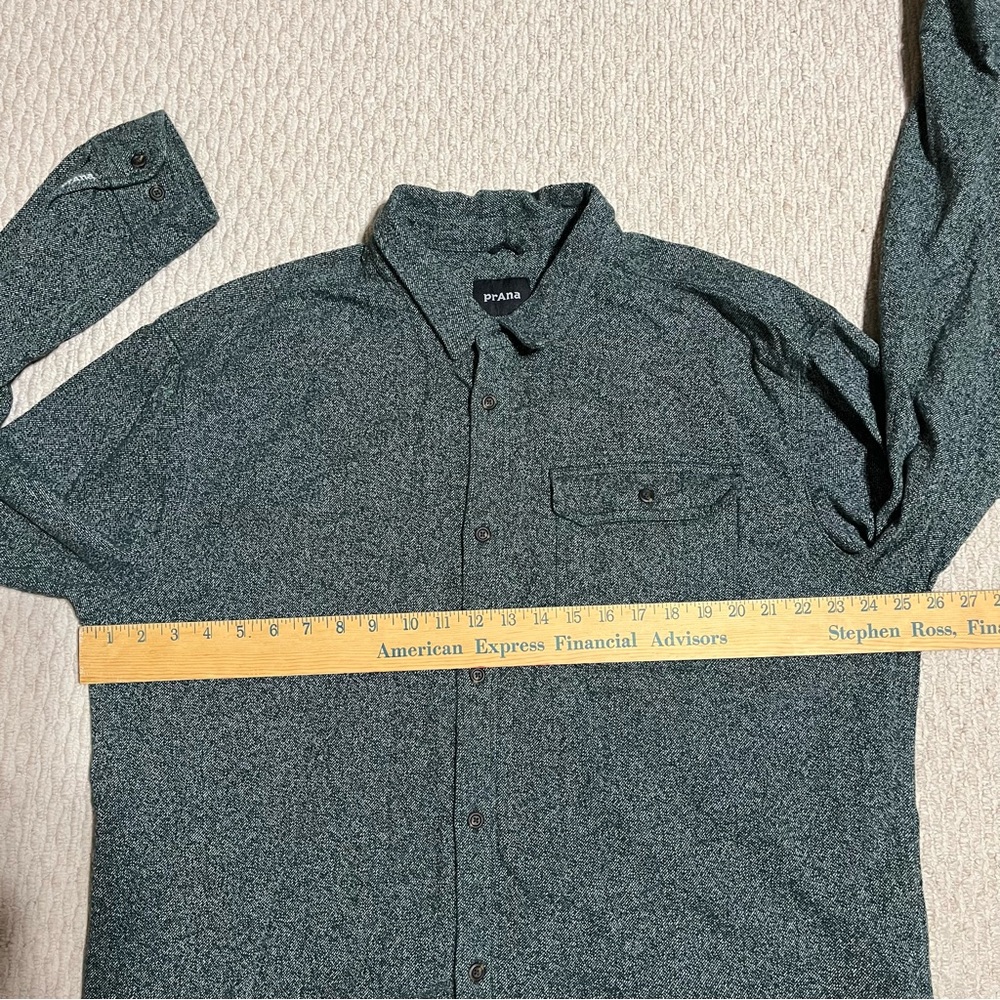 Prana Textured Long Sleeve Button Up Green 100% Organic Cotton Mens XX Large - Picture 11 of 11